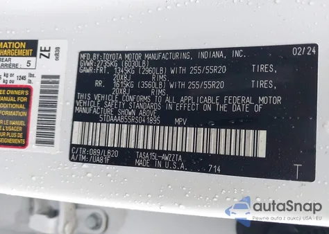 2024 Toyota Grand Highlander Platinum from USA, damaged, VIN 5TDAAAB55RS041895